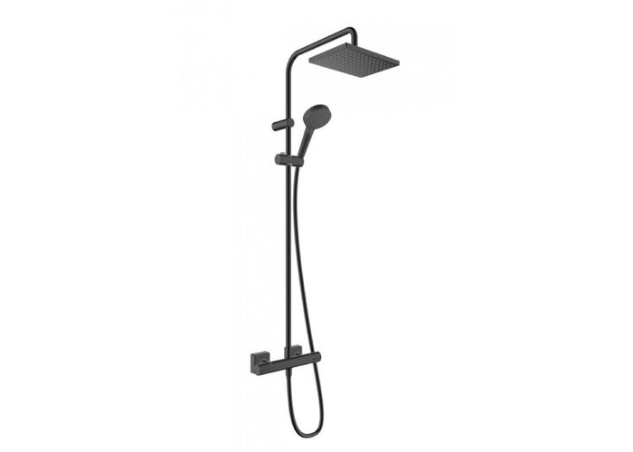Душевая система с термостатом Hansgrohe Vernis Shape Showerpipe 230, EcoSmart, черный матовый, 26097670