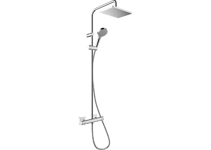 Душевая система с термостатом Hansgrohe Vernis Shape Showerpipe 230, EcoSmart, хром, 26097000