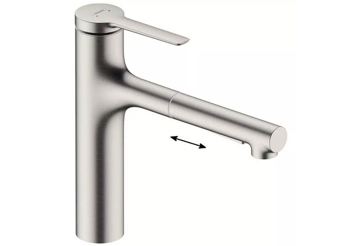 Кухонный смеситель Hansgrohe Zesis M33, 160 с вытяжным душем, нержавеющая сталь, 74801800