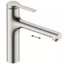 Кухонный смеситель Hansgrohe Zesis M33, 160 с вытяжным душем, нержавеющая сталь, 74801800