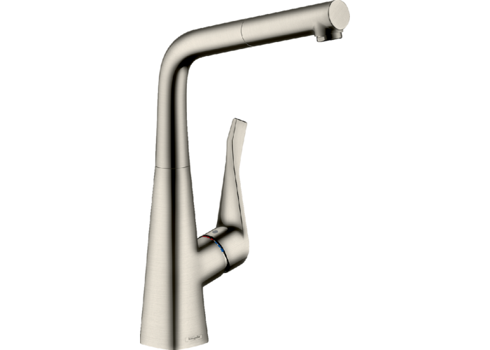 Смеситель для кухни Hansgrohe Metris M71 320, высокий излив, нерж, 73812800