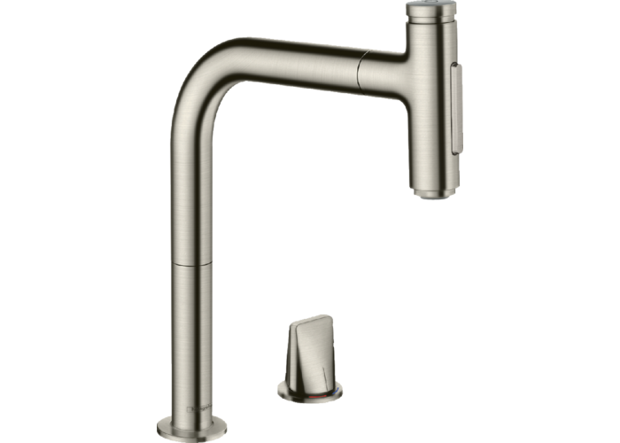 Смеситель для кухни Hansgrohe Metris Select M71 200, с вытяжным душем, нерж, 73819800