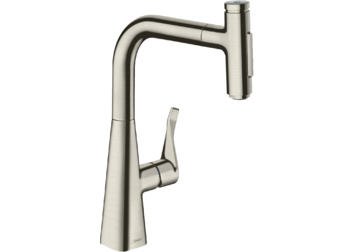Смеситель для кухни Hansgrohe Metris Select M71 240, с вытяжным душем, нерж, 73822800
