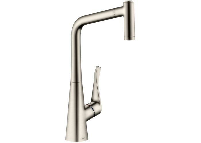 Смеситель для кухни Hansgrohe Metris, выдвижной излив, сталь, 14820800