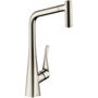 Смеситель для кухни Hansgrohe Metris, выдвижной излив, сталь, 14820800