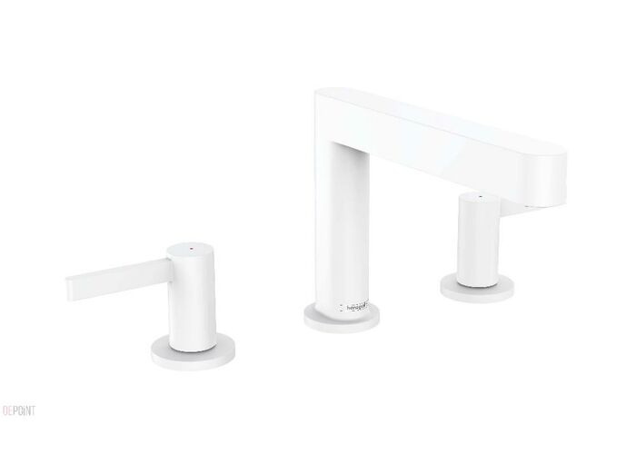 Смеситель Hansgrohe Finoris 110, с клапаном Push-Open, на 3 отв, матовый белый, 76033700