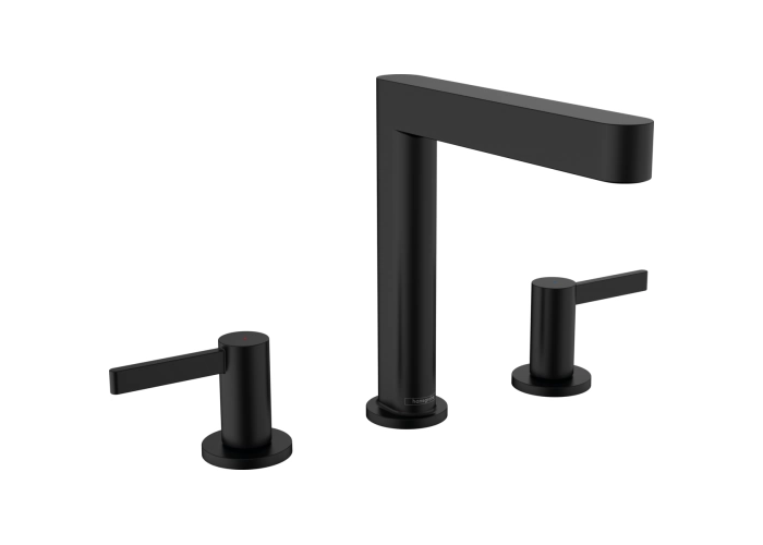 Смеситель Hansgrohe Finoris 160, с клапаном Push-Open, на 3 отв, черный матовый, 76034670