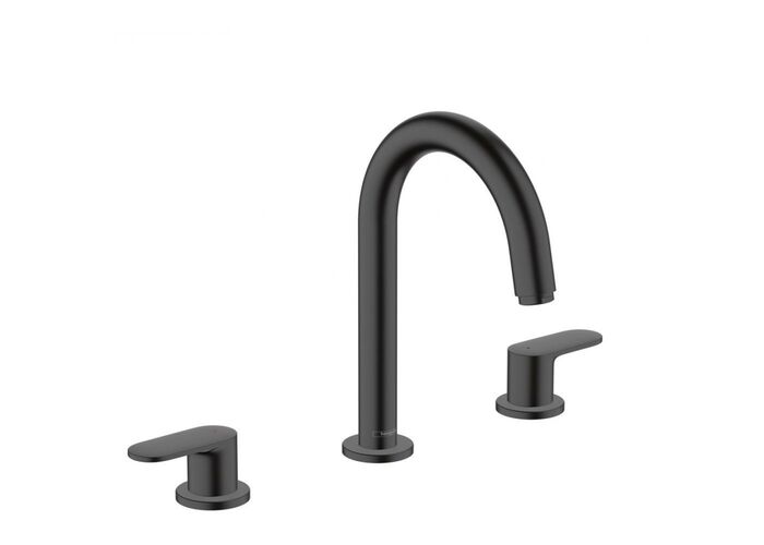 Смеситель Hansgrohe Vernis Blend, 3 отверстия, сливная гарнитура, матовый черный, 71553670