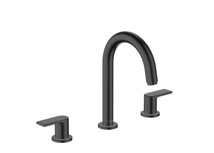 Смеситель Hansgrohe Vernis Shape 150, 3 отв, сливная гарнитура, матовый черный, 71563670