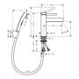 Смеситель для раковины Hansgrohe Finoris 110, с набором для биде со шлангом 1,60 м, черный, 76210670