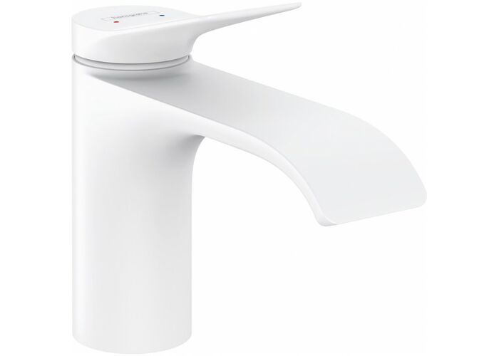 Смеситель для раковины Hansgrohe Vivenis 80, с донным клапаном, матовый белый, 75010700