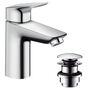 Смеситель для умывальника Hansgrohe Logis 100, Click Clack, 71107000