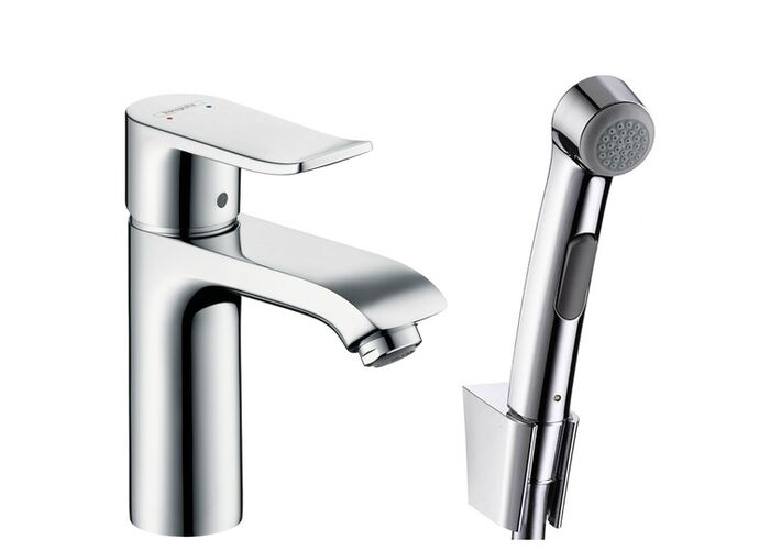 Смеситель для умывальника Hansgrohe Metris 110, гигиенический душ, 31285000