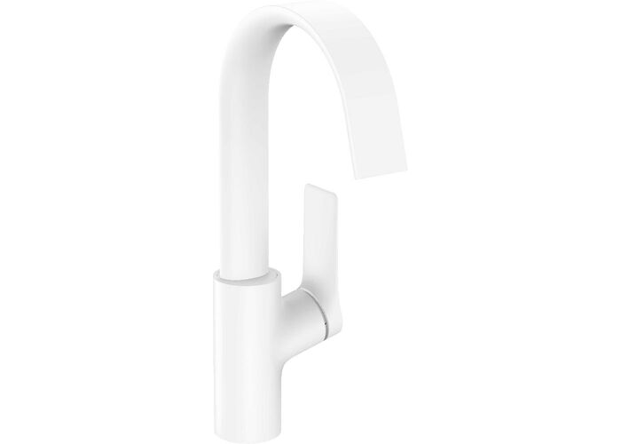 Смеситель поворотный Hansgrohe Vivenis 210, с донным клапаном, матовый белый, 75030700
