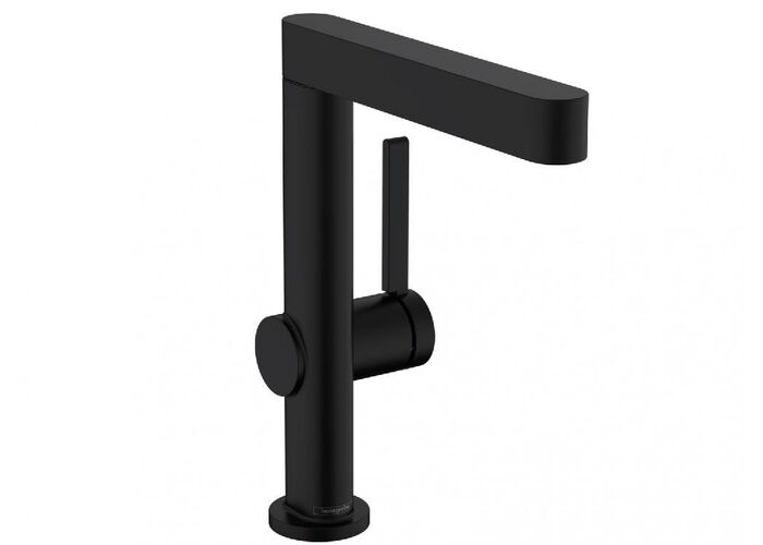 Смеситель с поворотным изливом Hansgrohe Finoris 230, Push-Open, черный матовый, 76060670