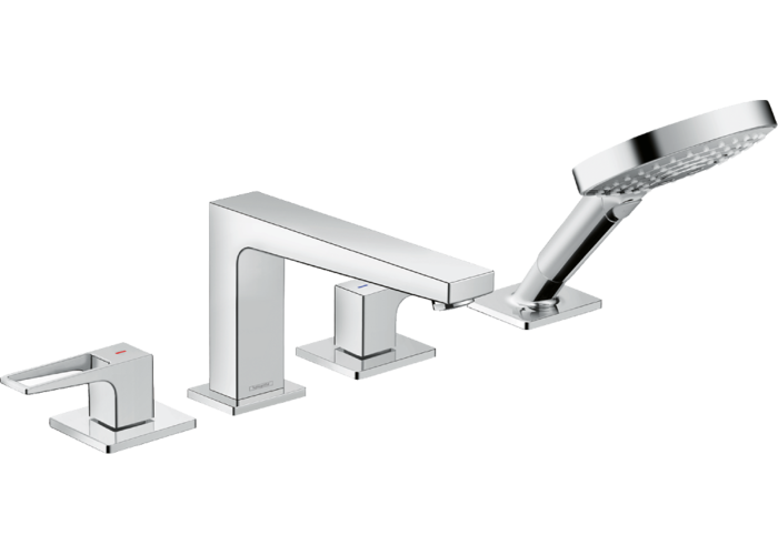 Смеситель на край ванны Hansgrohe Metropol, 4 отверстия, с рукояткой-петлей, 74552000