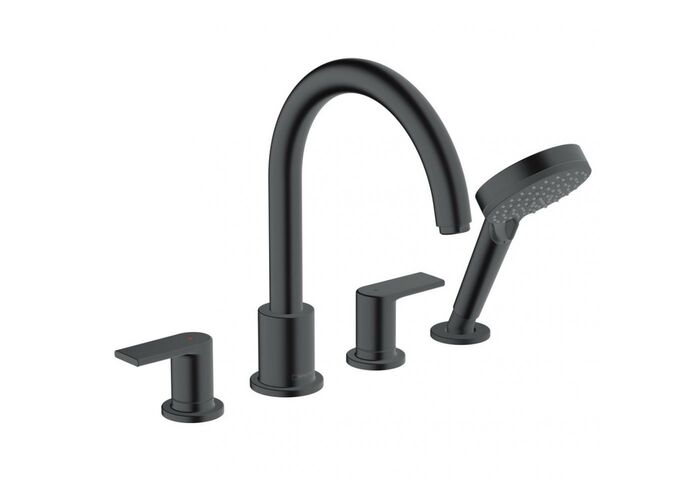 Смеситель на край ванны Hansgrohe Vernis Shape, 4 отверстия, матовый черный, 71459670