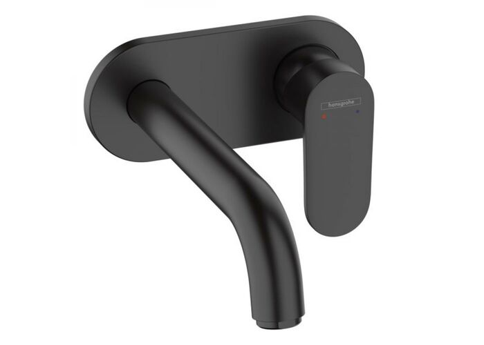 Смеситель для раковины Hansgrohe Vernis Blend, настенный, излив 20,4 см, матовый черный, 71576670