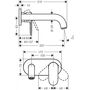 Смеситель для раковины Hansgrohe Vernis Blend, настенный, излив 20,4 см, матовый черный, 71576670