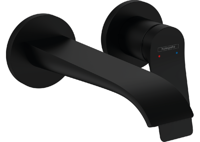 Смеситель настенный Hansgrohe Vivenis 195, с донным клапаном, черный матовый, 75050670