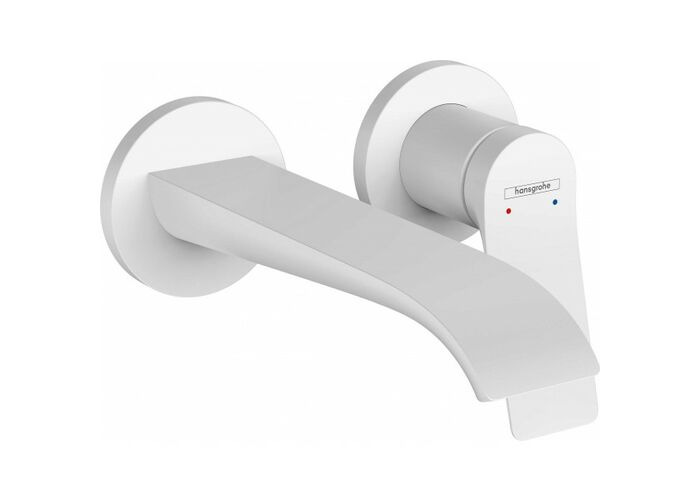 Смеситель настенный Hansgrohe Vivenis 195, с донным клапаном, матовый белый, 75050700