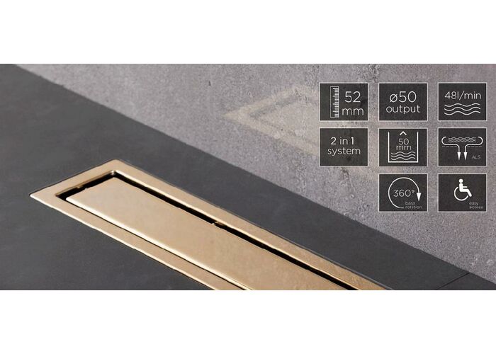 Душевой лоток Pestan Confluo Premium Line 650 Gold, 13100053