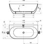 Ванна пристенная Ravak Freedom W 166х80, белый/черный слив, XC00100033