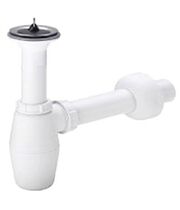 Сифон для умывальника Viega 137182, бутылочный, с пробкой, пластик, белый, 3/2x40