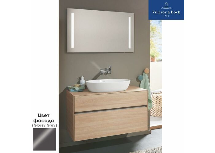 Комплект мебели Villeroy&Boch CHIC LS с зеркалом, 100 см, серый, SCHI01FPR1