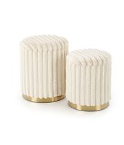 Комплект HALMAR FIDO (2 пуфа) кремовый/золотой