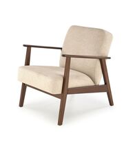 Кресло HALMAR MILANO 1S tap. Castel 15 бежевый/орех