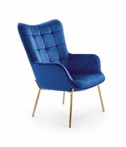 Кресло HALMAR CASTEL 2 темно-синий/золотой