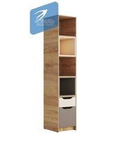 Стеллаж МК Стиль RICH СЖ-001 дуб Крафт золотой/Миндаль/Глиняный серый