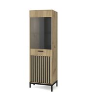 Шкаф-витрина HALMAR LAMINO W-1 дуб крафт/черный