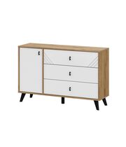 Комод NN Мебель (МС Байкал К) Дуб Золотой/Белый матовый, 3 ящика (со створкой) (SAFE)