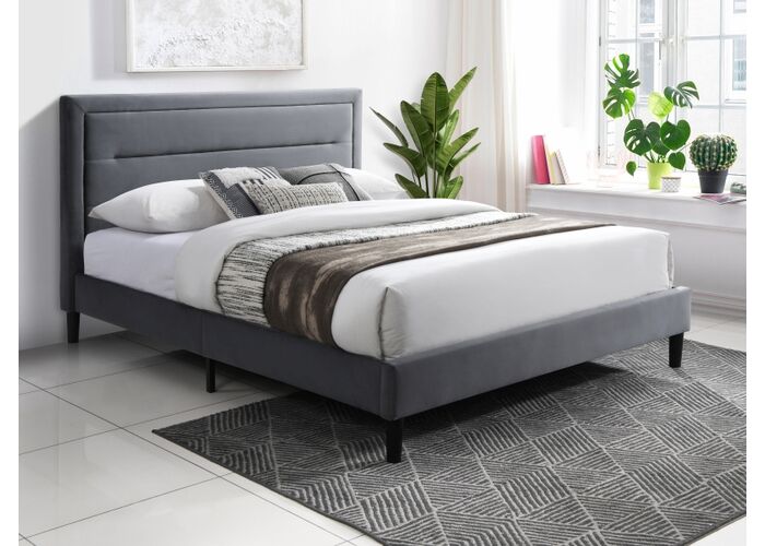 Кровать SIGNAL MALAGA Velvet Bluvel 14 серый/черный 160/200