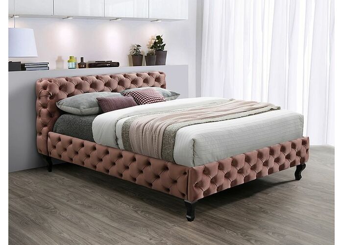 Кровать SIGNAL HERRERA Velvet Bluvel 52 античный розовый/венге 160/200