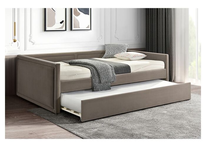 Кровать SIGNAL ELMO Velvet Bluvel 40 темно-бежевый/черный, 120/200