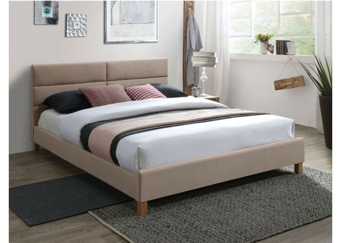 Кровать SIGNAL SIERRA Velvet Bluvel 28 бежевый/дуб 160/200