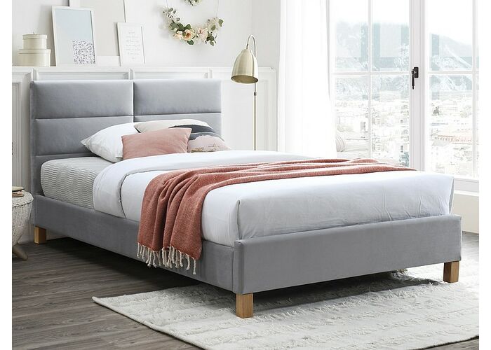Кровать SIGNAL SIERRA Velvet Bluvel 03 светло-серый/дуб 120/200