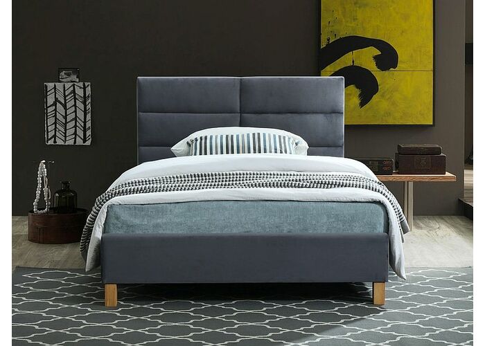 Кровать SIGNAL SIERRA Velvet tap. 150 серый/дуб, 120/200