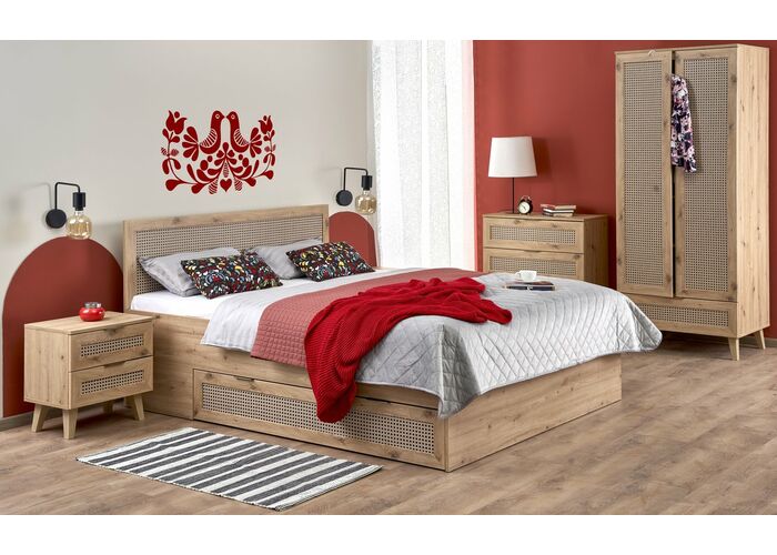 Кровать HALMAR BORNEO LOZ-160 дуб артизан/черный, 160/200