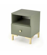 Тумба прикроватная HALMAR SILVIA зеленый/золотой