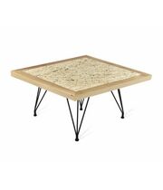 Стол журнальный Sheffilton SHT-TU29/H36/ДУБ/OSB 70/70 прозрачный лак/чёрный муар