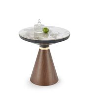 Стол журнальный HALMAR GENESIS S белый мрамор/ореховый/золотой