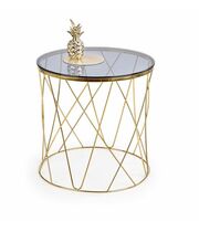 Стол журнальный HALMAR SELENA дымчатый/золотой, 55/55