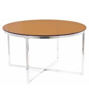 Стол журнальный SIGNAL CRYSTAL A дымчатый янтарь/серебряный, d80