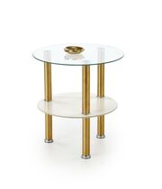 Стол журнальный HALMAR DUCAT S белый мрамор/прозрачный/золотой