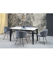 Стол обеденный HALMAR FELIX белый мрамор/черный, 141-201/81/76