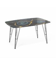 Стол Sheffilton SHT-TU10/TT32 118/77 стекло/МДФ титановый кварц/черный муар